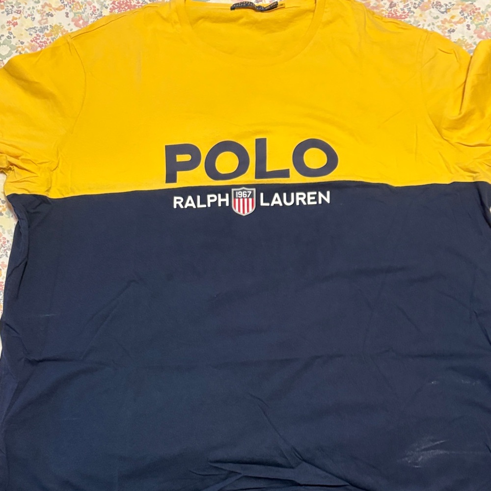 Polo by Ralph Lauren Yellow and Navy Short Sleeve Tee